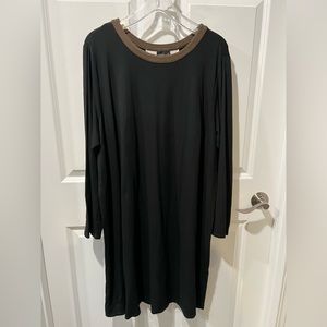 J Jill Wearever collection black dress with brown and cream accents, size 2X